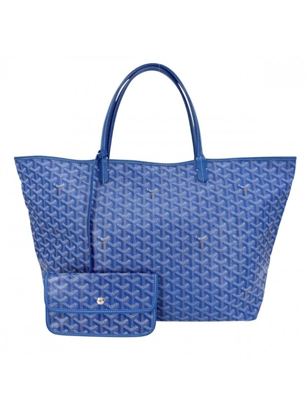 Goyard Tote Saint Louis GM Handbag Shoulder Leather Blue Silver